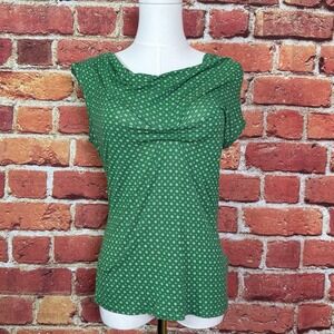 Michael Kors Top Womens Size XS‎ Cowl Neck Cropped Sleeve Green White Print